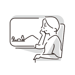 休職中に窓の外を見てぼんやりする女性のイラスト