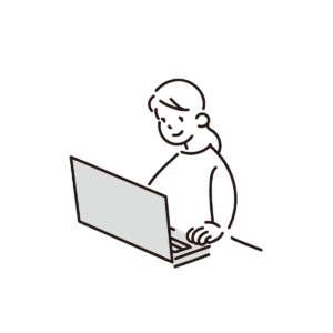 職業訓練校に通いWeb制作を学ぶ女性のイラスト