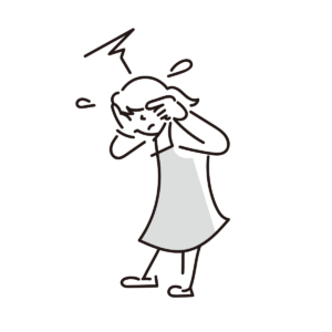 休みの日も仕事のことで緊張し続ける女性のイラスト