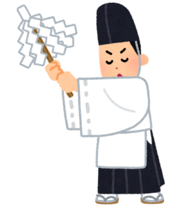 お祓いをする人のイラスト