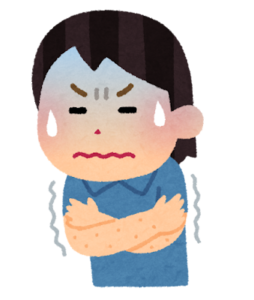 鳥肌が立っている女性のイラスト